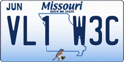 MO license plate VL1W3C