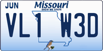 MO license plate VL1W3D