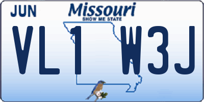 MO license plate VL1W3J