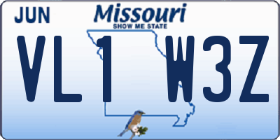 MO license plate VL1W3Z