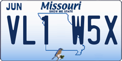 MO license plate VL1W5X