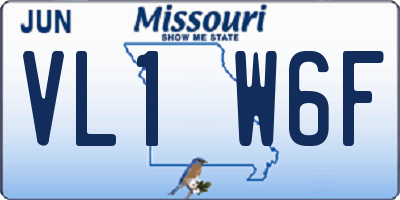 MO license plate VL1W6F