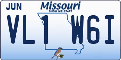 MO license plate VL1W6I