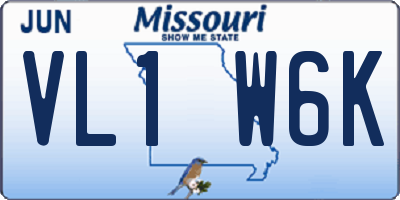 MO license plate VL1W6K