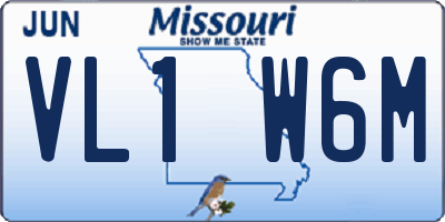 MO license plate VL1W6M