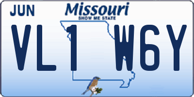 MO license plate VL1W6Y