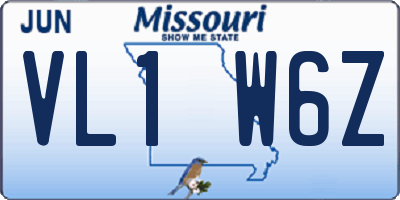 MO license plate VL1W6Z