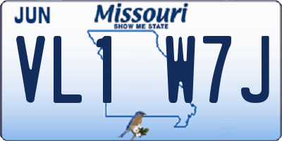 MO license plate VL1W7J