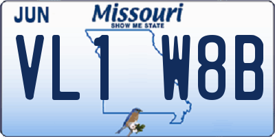 MO license plate VL1W8B