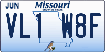 MO license plate VL1W8F