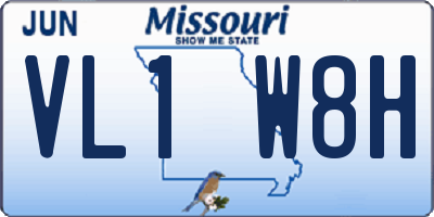 MO license plate VL1W8H