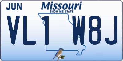 MO license plate VL1W8J