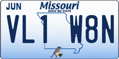 MO license plate VL1W8N