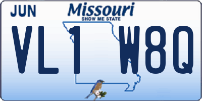 MO license plate VL1W8Q