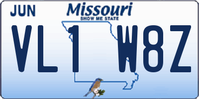 MO license plate VL1W8Z