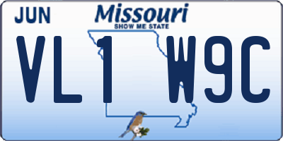 MO license plate VL1W9C