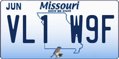 MO license plate VL1W9F