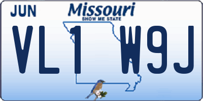 MO license plate VL1W9J