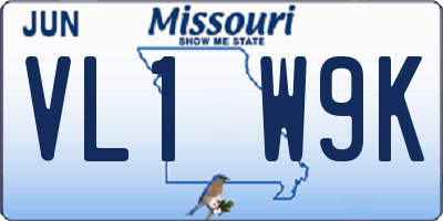 MO license plate VL1W9K
