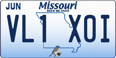 MO license plate VL1X0I