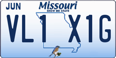 MO license plate VL1X1G