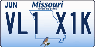 MO license plate VL1X1K