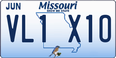 MO license plate VL1X1O