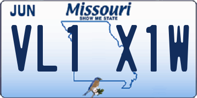 MO license plate VL1X1W