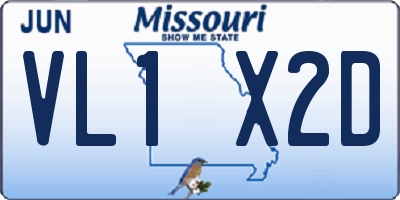 MO license plate VL1X2D