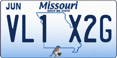 MO license plate VL1X2G