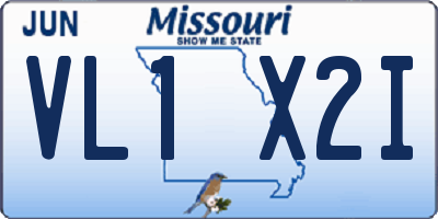MO license plate VL1X2I