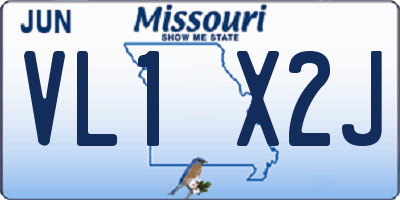 MO license plate VL1X2J