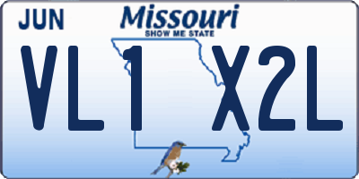 MO license plate VL1X2L