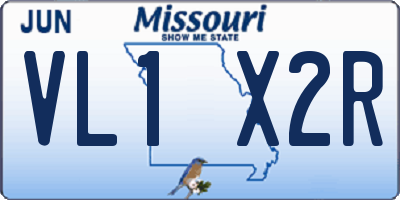 MO license plate VL1X2R