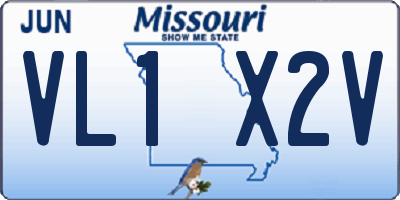 MO license plate VL1X2V