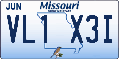 MO license plate VL1X3I