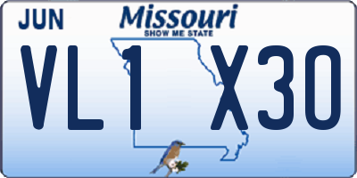 MO license plate VL1X3O