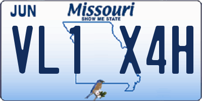 MO license plate VL1X4H