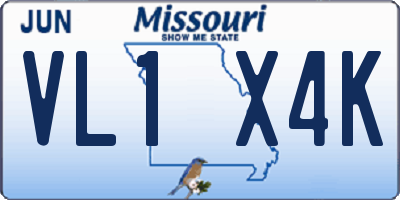 MO license plate VL1X4K