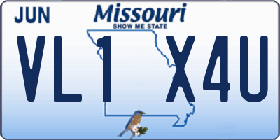 MO license plate VL1X4U