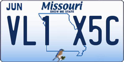 MO license plate VL1X5C