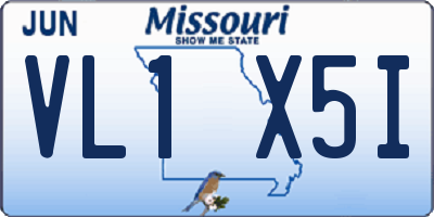 MO license plate VL1X5I