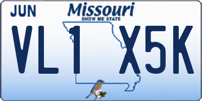 MO license plate VL1X5K