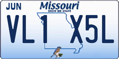 MO license plate VL1X5L