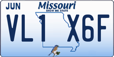 MO license plate VL1X6F