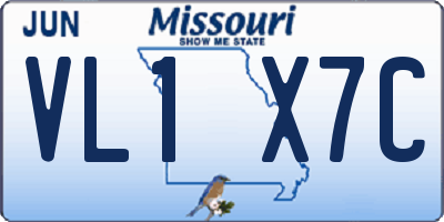 MO license plate VL1X7C