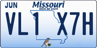 MO license plate VL1X7H