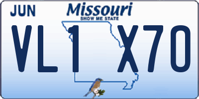 MO license plate VL1X7O