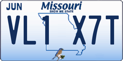 MO license plate VL1X7T