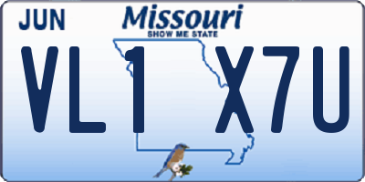 MO license plate VL1X7U